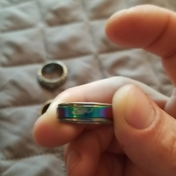 Three stainless steel mens rings size 22 or 11.5 . - Picture 1 of 3